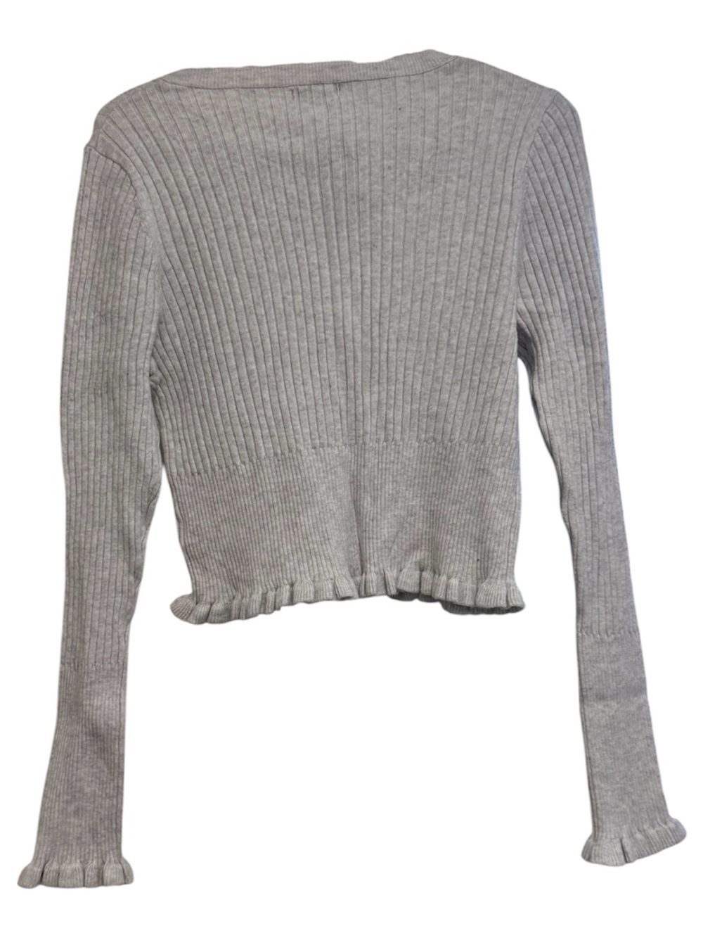 Wild Fable Women's Ribbed Lettuce Trim Button-Up Cardigan - Picture 2 of 3